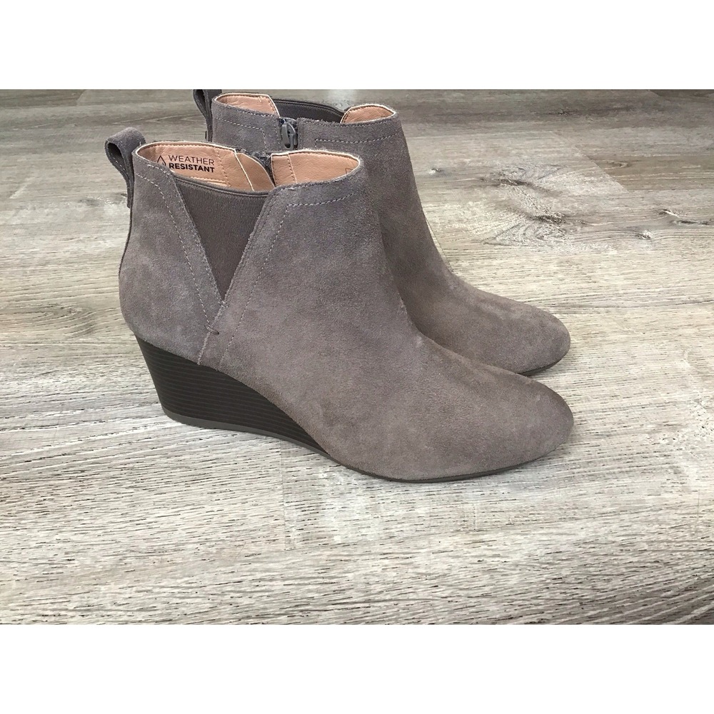 Vionic Paloma Ankle Boots Women's Size 11 Taupe Suede Weather Resistant Wedge